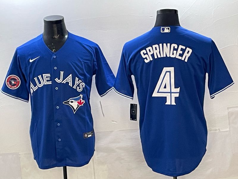 Men 2025 Toronto Blue Jays #4 Springer Blue Game Nike MLB Jersey style 04